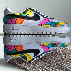 Nike By You Air Force 1 Custom Graphic Athletic Shoes Size 10  One Of A Kind!